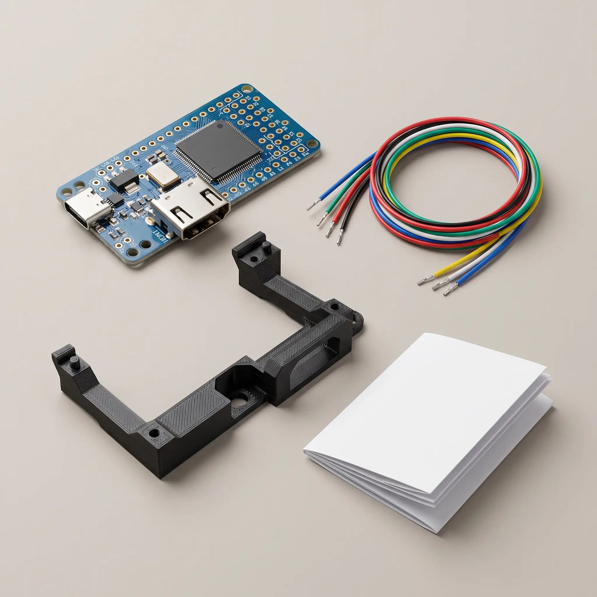GameCube DIY-HDMI-Kit mit KNJN Pluto-IIx Board, 3D-Druckhalterung, Leitungssatz und Anleitung